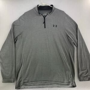 Under Armour Cold Gear 1/4 Zip Mens Pullover Grey / White Striped Size L